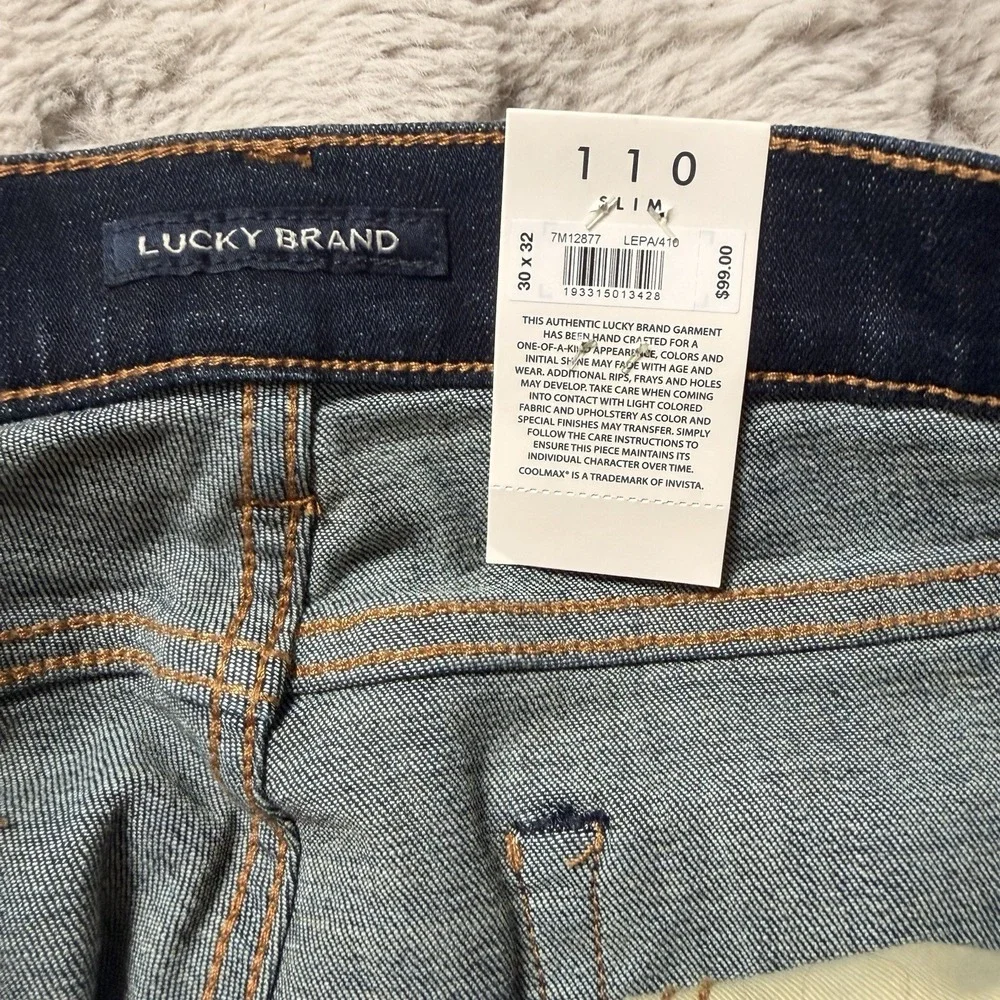 Lucky Brand 110 Slim‎ Jeans Men's 30x32 Dark Wash Denim Blue NWT $99